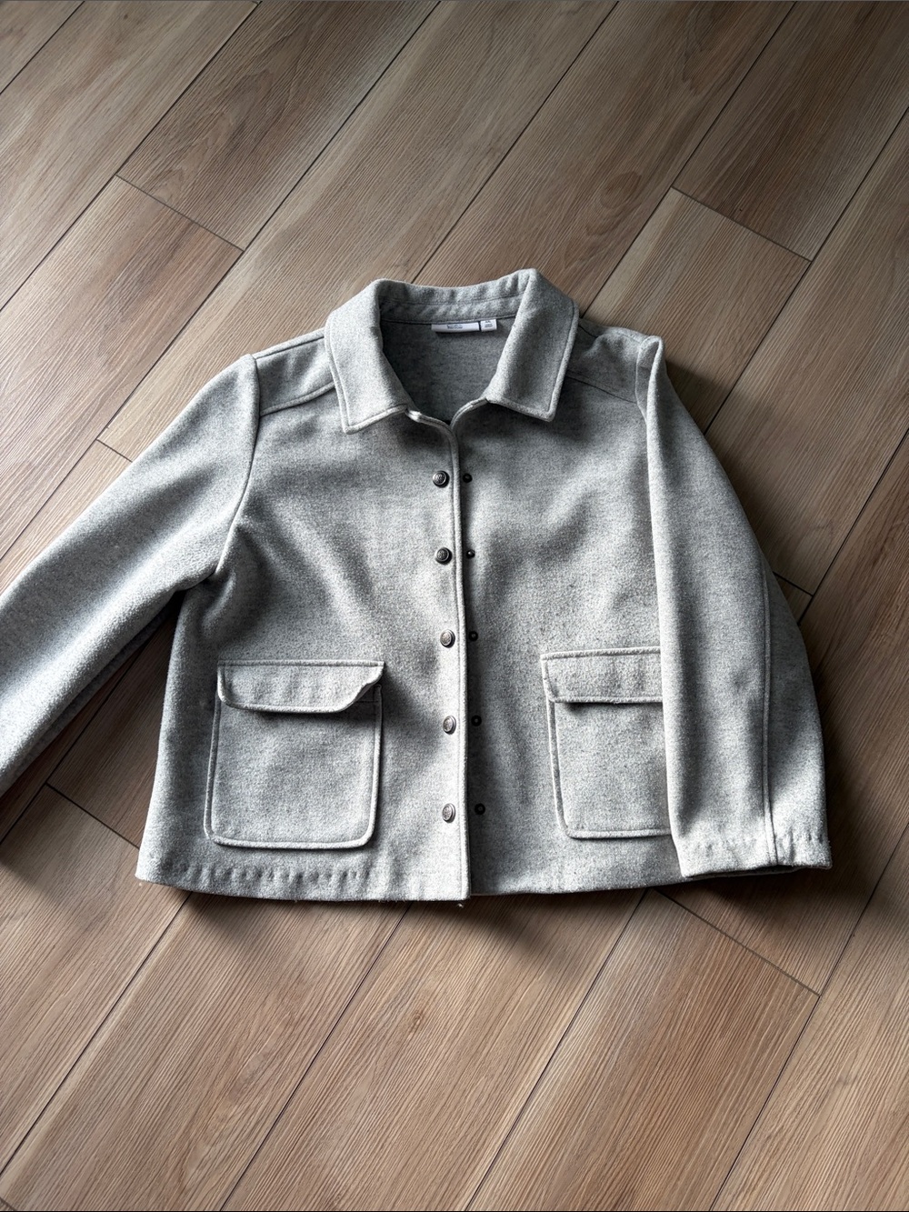 croft & barrow Light Gray Cropped Button-Front Jacket
